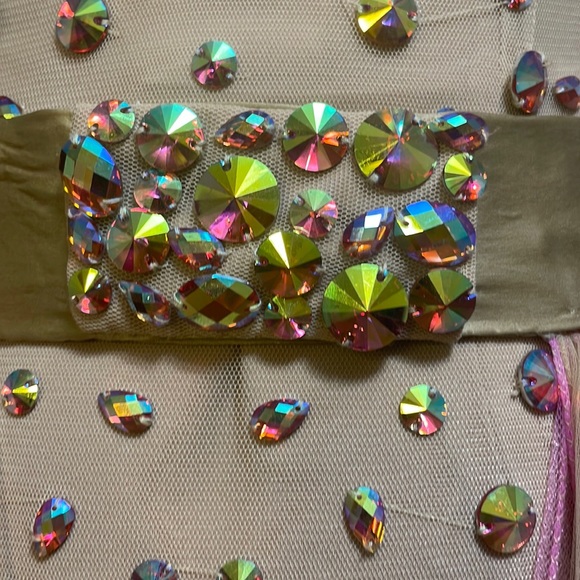 Sherri Hill Nude Pink short cocktail with detachable tulle skirt. - Picture 14 of 17